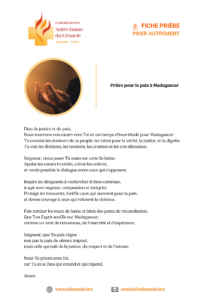 Prière pour la paix à Madagascar